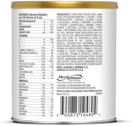 PurAmino Hypoallergenic Infant Drink, for Severe Food Allergies, Omega-3 DHA, Iron, Immune Support, Powder Can, 14.1 Oz (4 Count)