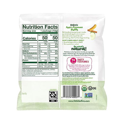 Little Bellies Organic Apple & Cinnamon Puffs Baby Snack (Pack of 18 x 0.42 oz Individual Packs)