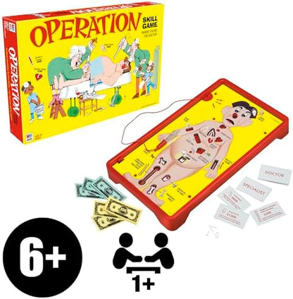 Operation Electronic Board Game, Family Games for Kids Ages 6+, Kids Board Games for 1+ Players, Funny Games for Kids, Kids Gifts (Amazon Exclusive)
