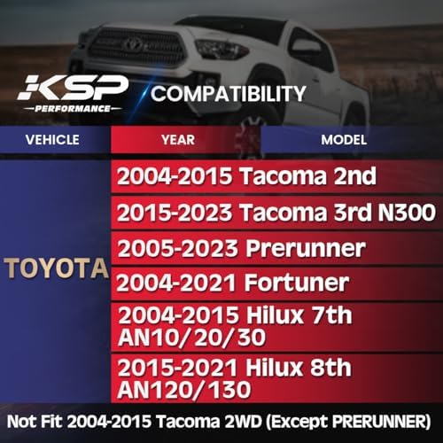 KSP 2-4" Upper Control Arms for Tacoma 2004-2023, Adjustable Front Upper Control Arm Compatible with Toyota Hilux Fortuner 2004-2023, Front Steel Tubular On Right and Left UCA Fit Prerunner 2005+up