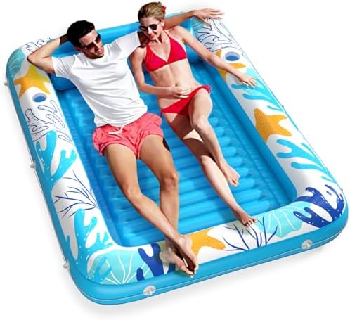 Inflatable Tanning Pool Lounger Float - Jasonwell 4 in 1 Sun Tan Tub Sunbathing Pool Lounge Raft Floatie Toys Water Filled Tanning Bed Mat Pad for Adult Blow Up Kiddie Pool Kids Ball Pit Pool