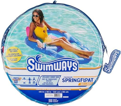 SwimWays Spring Float Premium Recliner Pool Lounger, Inflatable Pool Floats Adult with Fast Inflation for Ages 15 & Up