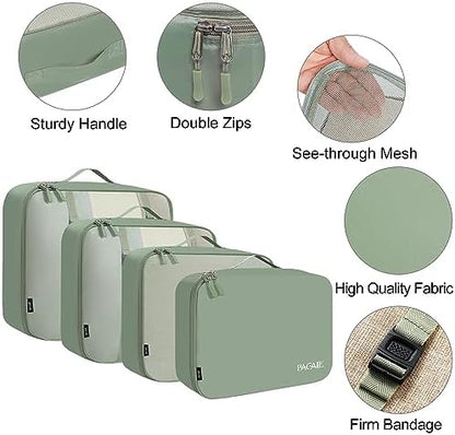 BAGAIL 8 Set Packing Cubes Luggage Packing Organizers for Travel Accessories-Matcha Green