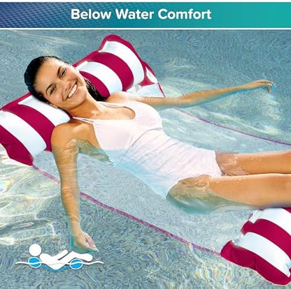 Aqua 4-in-1 Monterey Hammock Pool Float & Water Hammocks, 1-2-3-4 Multipacks – Multiple Colors/Styles – for Adults and Kids Floating