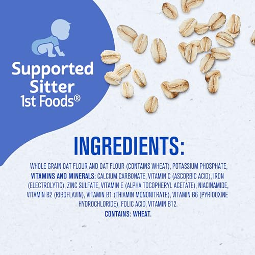 Gerber Stage 1 Baby Food, Baby Oatmeal Cereal, 8g Whole Grains, Iron, Zinc & Vitamin B12, Infant Cereal, 6-Pack