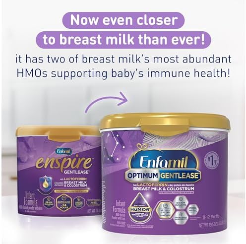 Enfamil Optimum Gentlease Baby Formula, Our Closest Formula to Breast Milk For Fussiness, Crying, Gas & Spit-up, Immune-Supporting Lactoferrin also found in Breast Milk, 19.5 Oz