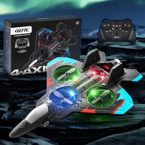 4DRC V32 Foam Remote Control Airplanes RC Planes for Kids Adults 8-16, RC Airplane Fighter Jet with Light, 360° Flip Fighter Jet Toys, Stunt Roll, Airplane Toy Gifts for Kids Boys
