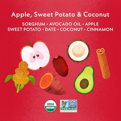Once Upon A Farm Apple, Sweet Potato & Coconut Puffed Sorghum Snack, Fruit & Veggie Puffs, Non GMO, 1.5 Ounces (Pack Of 6)