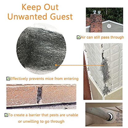 Steel Wool Fill Fabric DIY Kit, Coarse Wire Wool Hardware Cloth, Gap Blocker, Keep Mice Away from Holes/Siding/Pipeline/Vents in Garden, House, 4 Pack × 10FT
