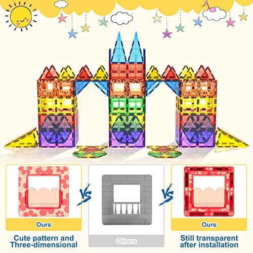 60 PCS Magnetic Building Tiles Kids Toys STEM Magnetic Blocks Sensory Toys Kids Games Magnet Building Toy for Boys and Girls Aged 3+, Kid Brain Development Preschool Kindergarten Toddler Toy