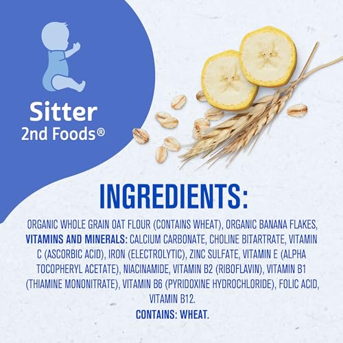 Gerber Baby Cereal Organic 2nd Foods, Grain & Grow, Oatmeal Banana, 8 Ounce (Pack of 6)