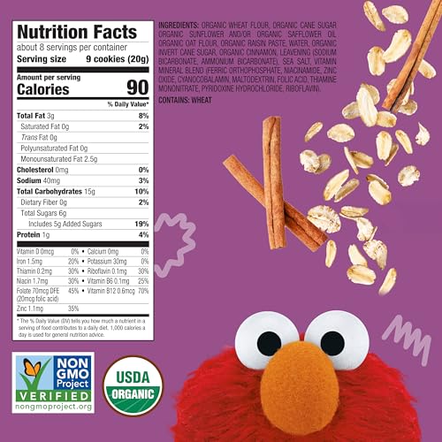 Earth's Best Organic Letter of the Day Cookies for Toddlers 2 Years Old and Up, Oatmeal Cinnamon Flavor, 5.3 Ounce Box (Pack of 6)