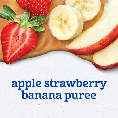 Gerber Stage 2 Baby Food, Apple Strawberry Banana Puree Pouch, 2 Servings of Fruit, No Added Sweetener, No Artificial Colors or Flavors, 12-Pack