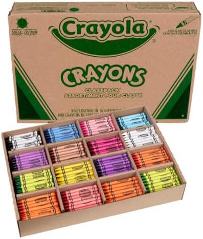 Crayola Bulk Crayon Classpack - 800ct (16 Colors), Bulk Teacher Supplies & Classroom Essentials for Back to School, Arts & Crafts Crayons for Kids, 3+