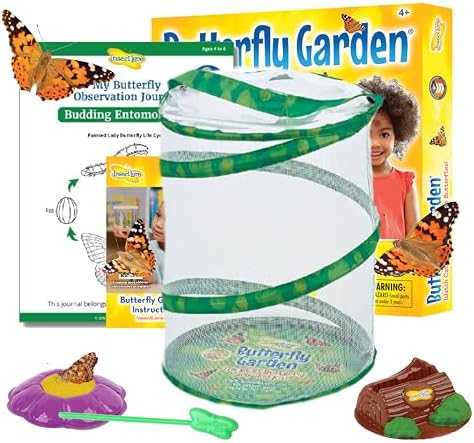 Insect Lore Raise and Release Butterfly Garden Kit – Caterpillar Habitat with redeemable Voucher – STEM-accredited Live Butterfly Growing Kit for Kids, Classrooms, and Homeschool Learning