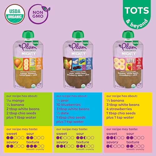 Plum Organics Stage 4 Variety Pack – Toddler’s Flavor Expedition – Mighty Builder Organic Fruit & Veggie Pouches – 4 oz Pouch, Pack of 18 (Amazon Exclusive)