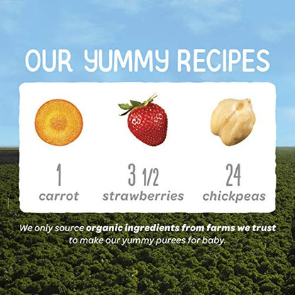 Happy Baby Organics Clearly Crafted Stage 2 Baby Food Carrots, Strawberries & Chickpeas, 4 Ounce Pouch (Pack of 16)