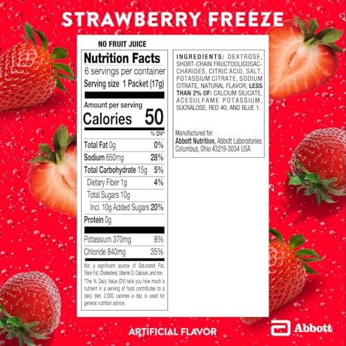 Pedialyte AdvancedCare Plus Electrolyte Powder, Has 33% More Electrolytes and PreActiv Prebiotics, Strawberry Freeze, 100 Powder Packet