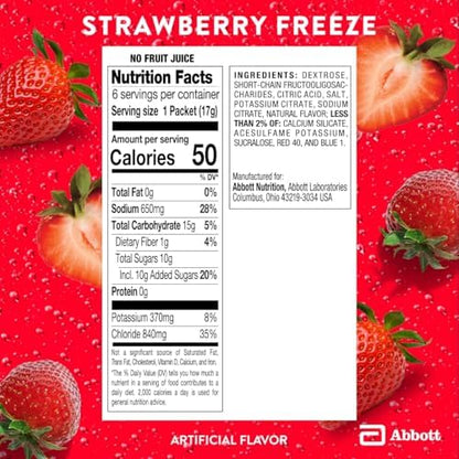 Pedialyte AdvancedCare Plus Electrolyte Powder, Has 33% More Electrolytes and PreActiv Prebiotics, Strawberry Freeze, 100 Powder Packet