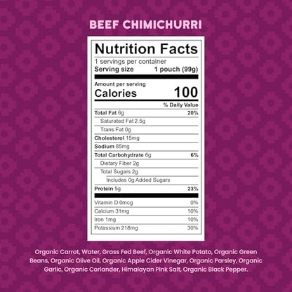 Serenity Kids 7+ Months World Explorers Beef Chimichurri Baby Food Pouches - Baby Puree Made with Organic Veggies & Ethically Sourced Beef - BPA-Free Pouches - 3.5 Oz, 6 Pack