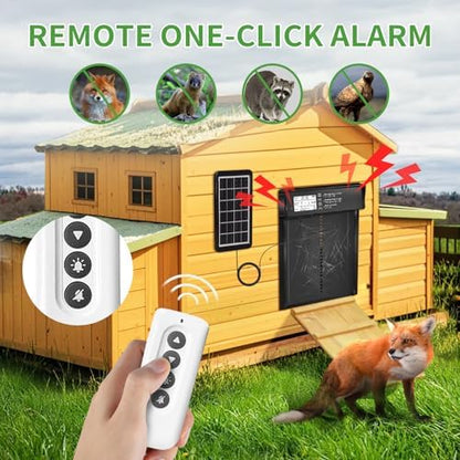 ONKO Automatic Chicken Coop Door Solar Powered with LCD Display, Automatic Chicken Door with Timer & Light Sensor - Remote Control, Anti-Pinch Safety Design & Durable Aluminum Alloy Construction
