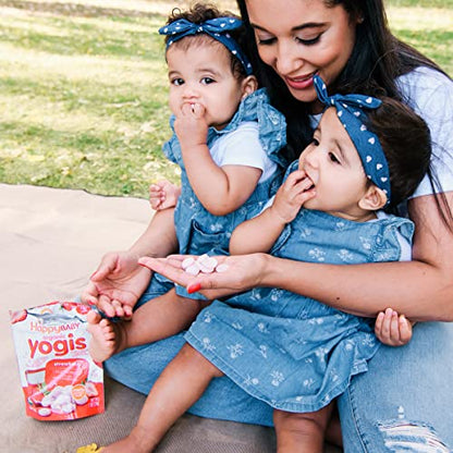 Happy Baby Organics Yogis Freeze-Dried Yogurt & Fruit Snacks, Variety Pack (Pack of 6) & Teether, 3 Flavor Variety Pack, 12 Count (Pack of 3)