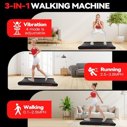 Sperax Walking Treadmill Pad with APP, 3 in 1 Under Desk Treadmill, 400W Low Noise Walking Vibration Pad with Remote Control,Portable Treadmills for Home Office