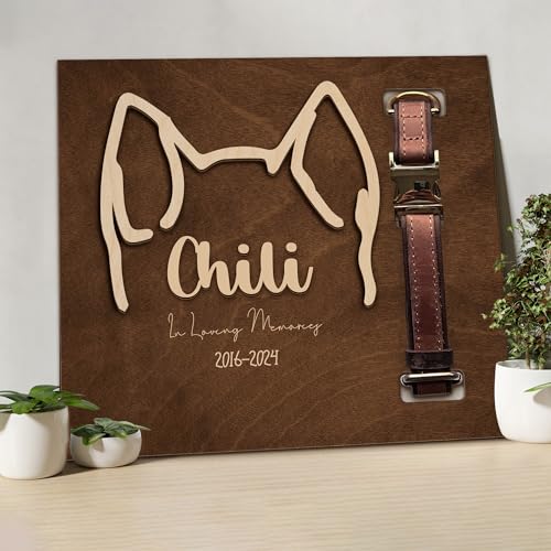 Personalized Pet Collar Frame Remembrance Sympathy Dog or Cat Keepsake Pet Picture Frame Memorial - Dog Memorial Frame Loss of Dog Gifts In Loving Memories Pet Lover MP45