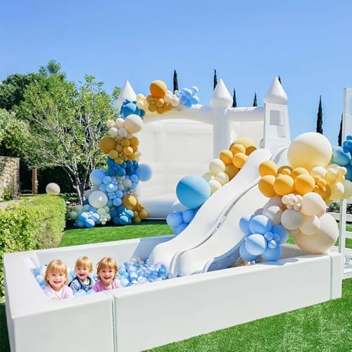 GOGOSO Ball Pit Balls for Toddler, Baby Plastic Playballs Kids Soft Pastel Pelotas Non-Toxic BPA-Free Pearl Blue+Light Blue+White 100 Balls