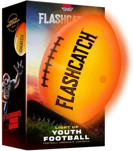Light Up Football - Glow in the Dark Ball - NO 6 - Boys Gifts - Outdoor Sports, Birthday Gifts for Boys 8-15+ Year Old - Kids Teenage Youth Gift Ideas - Boy Toys Stuff Ages 8 9 10 11 12 13 14 15