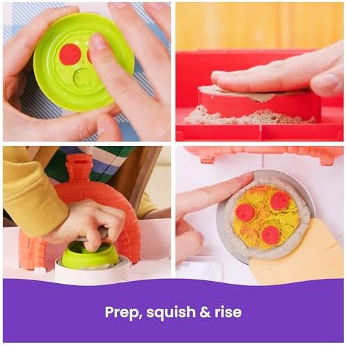 Kinetic Sand SquishPizza Playset, Rising Pizza Toy with 1lb of Play Sand & 5 Tools, Sensory Toys for Kids & Classroom, Back to School Teacher Must Haves