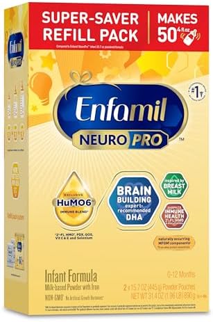 Enfamil NeuroPro Baby Formula, MFGM* 5-Year Benefit, Expert-Recommended Brain-Building Omega-3 DHA, Exclusive Immune Supporting HuMO6 Blend, Infant Formula Powder, Baby Milk, 31.4 Oz
