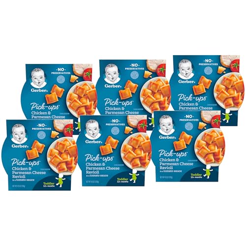 Gerber Toddler Food, Chicken Parmesan Ravioli Pick-Ups, Mealtime for Toddler, 8PK