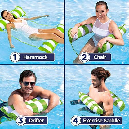 Aqua 4-in-1 Monterey Hammock Pool Float & Water Hammocks, 1-2-3-4 Multipacks – Multiple Colors/Styles – for Adults and Kids Floating