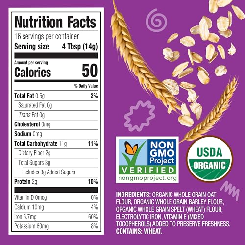 Earth's Best Organic Baby Food, Organic Whole Grain Multi-Grain Baby Cereal, Non-GMO, Easily Digestible and Iron Fortified Baby Food, 8 oz Box (Pack of 12)
