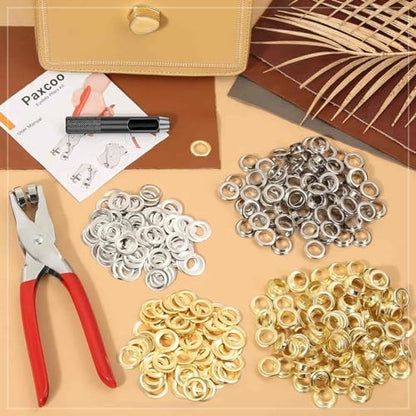 643Pcs Grommet Tool Kit 1/2 Inch(Inside Hole Size) Eyelet Kit with 320Pcs Eyelets Grommets, 320Pcs Washers, and Grommet Eyelet Pliers for Leather/Belt/Shoes/Crafts