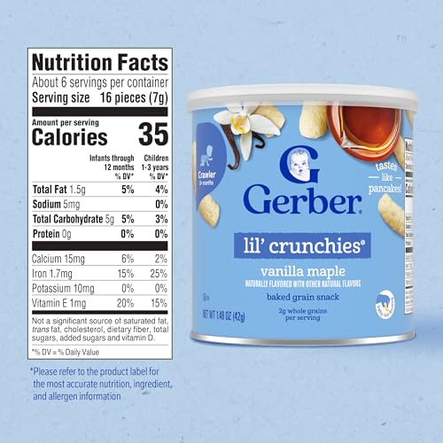 Gerber Snacks for Baby Lil Crunchies, Vanilla Maple, 1.48 Ounce (Pack of 6)