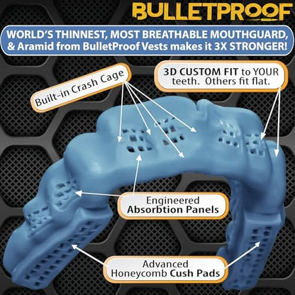 Bulletproof: World’s Thinnest Most Breathable Mouthguard is 3X Stronger! Football MMA Hockey Rugby Basketball BJJ Lacrosse Boxing Sports Mouth Guard Grinding Teeth. Men Women Adult Youth Kids Braces