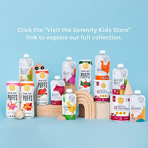 Serenity Kids 6+ Months Organic Veggie Puree Baby Food Pouches - No Added Sugar & Allergen Free - BPA-Free Baby Snacks & Toddler Food with Sweet Potato & Parsnip - 3.5 Oz, 12 Pack