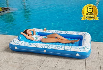 Jasonwell Inflatable Tanning Pool Lounger Float 4 in 1 Sun Tan Tub Sunbathing Lounge Raft Floatie Toys Water Filled Bed Mat Pad for Kids Adult Blow Up Kiddie Ball Pit Pool (XL)