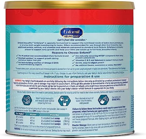 Enfamil NeuroPro EnfaCare High Calorie Premature Baby Formula, Milk-Based with Iron, Brain-Building DHA, Vitamins & Minerals for Immune Support, easy-to-digest proteins, Baby Milk, 23 Oz Can, 4 Count
