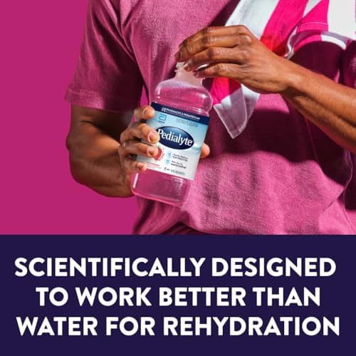 Pedialyte Electrolyte Drink, Hydration Drinks for Kids & Adults, Strawberry, Liter, Pack of 8