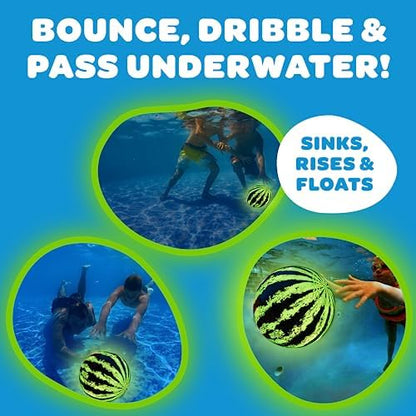 Watermelon Ball Lit - Glow in The Dark Pool Toy for Kids Ages 8-12, Teens, Adults - 9 Inch Swimming Pool Game for Family Fun