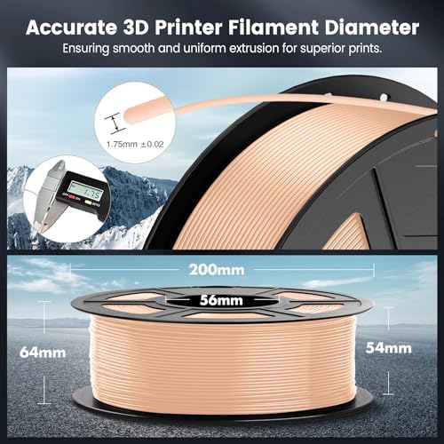 SUNLU PLA 3D Printer Filament PLA Filament 1.75mm, Neatly Wound 3D Printing Filament 1.75mm, Dimensional Accuracy +/- 0.02 mm, Fit Most FDM 3D Printers, 1kg Spool (2.2lbs), Skin Beige