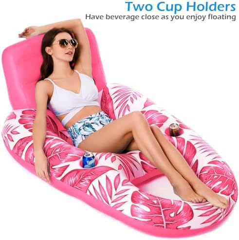 Jasonwell Inflatable Pool Float Adult - Pool Floaties Lounger Floats Raft Floating Chair Water Floaties for Swimming Pool Lake Lounge Float with Cup Holders Beach Pool Party Toys for Adults