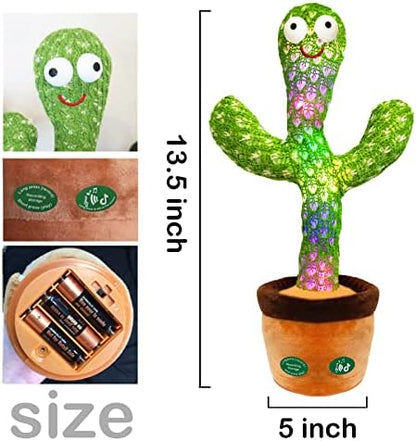 Pbooo [Update Volume Adjustable Dancing Cactus Mimicking Toy, Talking Repeat Singing Cactus Toy 120 Pcs Songs for Baby 16s Record Your Sound with Led Light