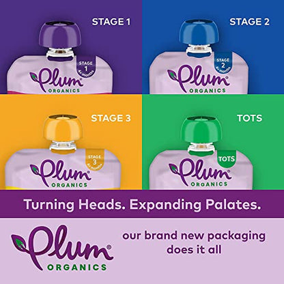 Plum Organics Mighty 4 Organic Toddler Food - Banana, Peach, Pumpkin, Carrot, Greek Yogurt, and Oat - 4 oz Pouch (Pack of 12) - Organic Fruit and Vegetable Toddler Food Pouch
