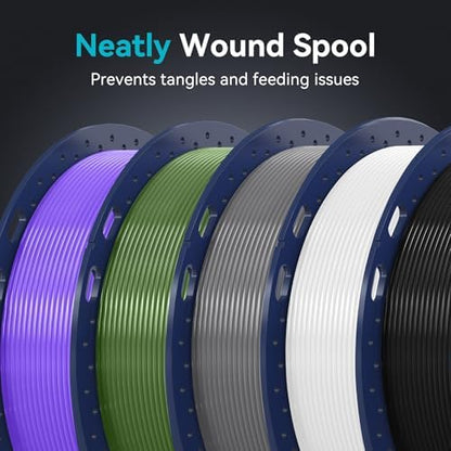 SUNLU 4KG 3D Printer Filament PLA Plus 1.75mm, Neatly Wound PLA Filament 1.75mm PRO, PLA+ Filament for Most FDM 3D Printer, 1kg Spool, 4 Packs, White