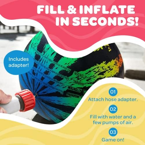 Watermelon Ball JR - Pool Toy for Underwater Games - Durable Ball for Pool Football, Basketball & Rugby - Perfect for Water Parties - Fun for Adults & Kids Alike - Fillable Pool Ball - Ages 6+