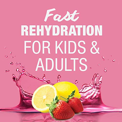 Pedialyte AdvancedCare Electrolyte Solution with PreActiv Prebiotics, Hydration Drink, Strawberry Lemonade, 1 Liter, 4 Count (Pack of 2)